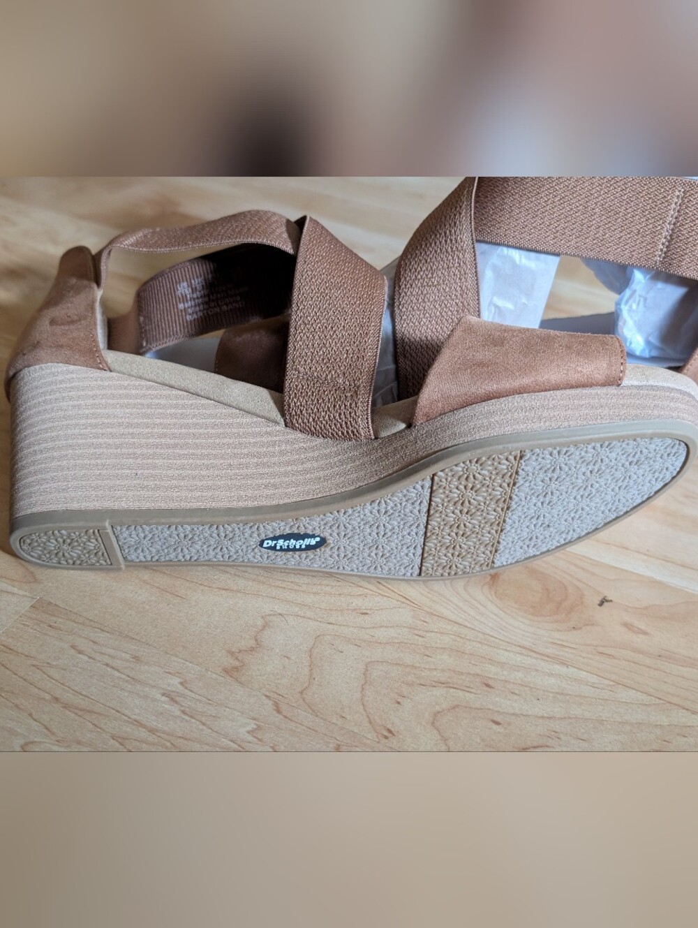 NWT Dr. Scholl's Womens Barton Band Tan Wedge Sandals - Picture 3 of 5